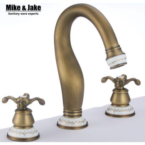 Double handle three hole basin sink faucet deck mounted blacked ORB bathroom faucet with ceramic classic ORB