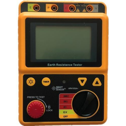 Smart Sensor AR4105A Digital Earth Ground Resistance Meter Tester Megger Test Megohmmeter Range 0-200 Ohm 2/3Lines
