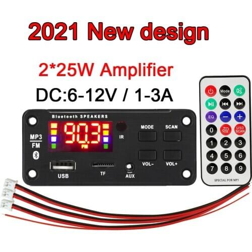 50W Amplifier MP3 Player Bluetooth Module Decoder Board 12V FM Car Radio Module Support TF USB AUX 3.5 WMA Player Decoding Kit