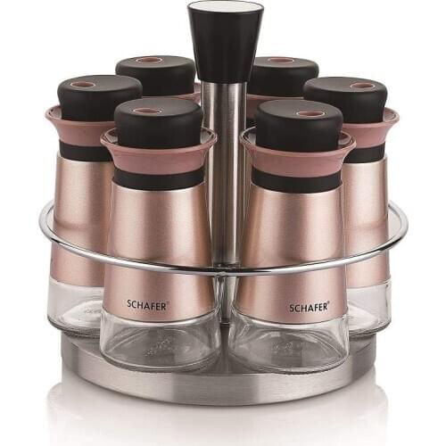 Schafer Kitchenhouse Rotating Spice Set - 7 Pieces - Rose
