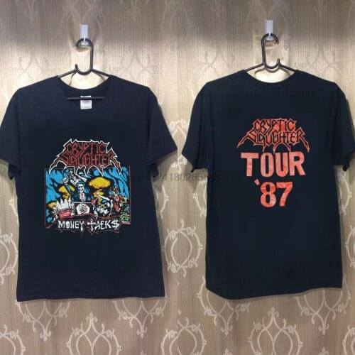 VTG rare - T shirt - CRYPTIC SLAUGHTER 1987 TOUR 80s thrash - black top reprint
