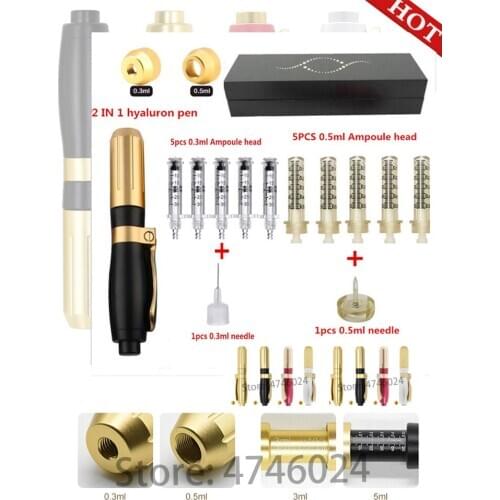 High 2 IN 1 Pressure Hyaluronic Acid Pen High density metal For Anti Wrinkle Lifting Lip hyaluron gun atomizer Lip injection pen