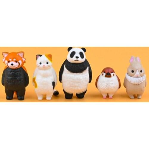 Japan Yell Gashapon Capsule Toys Panda Sparrow Model Clasp Hands Rabbit Cat Table Ornaments Decoration Nothingness Animal