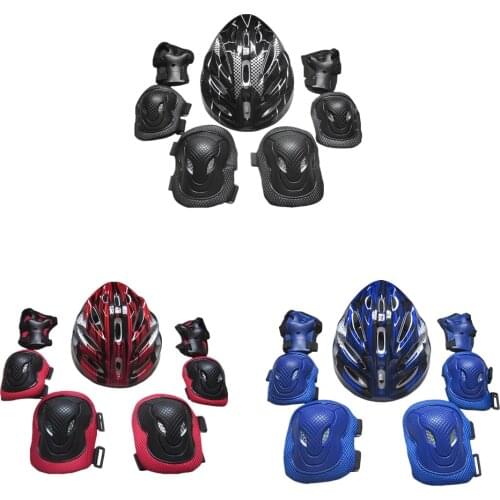 Roller Skating Protective Kit Adults Knee Elbow Pads Hand Protection Helmet for Adults Outdoor Skiing Practice Full Set 7pcs