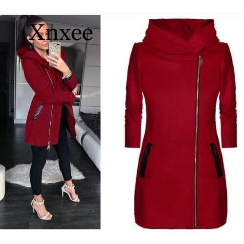 Women Winter Clothes Warm Jacket Side Zipper Hooded Coat Casual Clothing Overcoat Tops Female Coat long cotton coat vintage