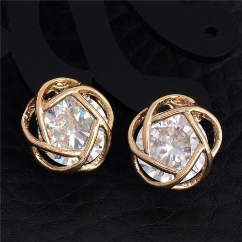 SHUANGR Brand Design Fashion 2 Color Luxury Crystal Zircon Flower Stud Earrings Elegant earrings jewelry for women Brincos