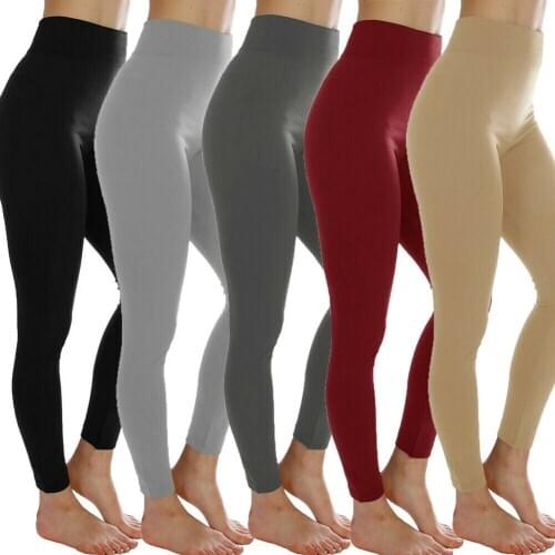 Women High Waist Solid color Seamless Elastic Stretch Jogger Fitness Gym Warm Long Leggings