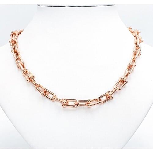 Womens Necklace 925 Sterling Silver U-Shaped Chain Thick Style Luxury Brand Neck Jewelry Gifts for Women