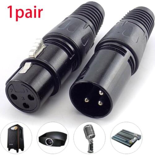 1 pair Cannon Male and Female 3 Pin XLR Microphone Audio AV Cable Plug mic Connectors Cannon Cable Terminals Sound plug