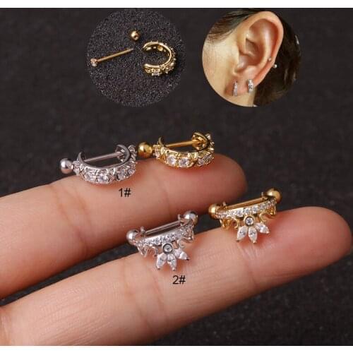 1Pc Hoop Ear Stud Cartilage Helix Tragus Gold Crown Bar Cartilage Piercing Stud Helix Jewelry