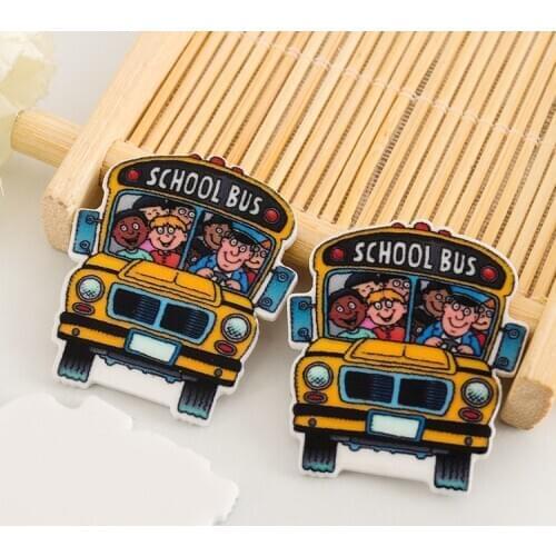 10pcs/lot flat back resin planar school bus DIY resin cabochons accessories