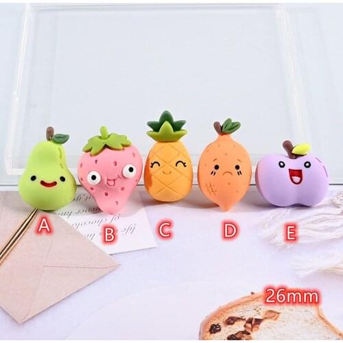 Cartoon Fruit Cabochons 10pcs Colorful cute Food Figure Resin Flatback Cabochon Button for Scarpbook cute Girls Head Accessories