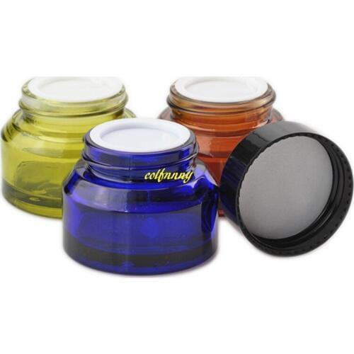 100pc/lot 15g 30g 50g Glass Amber Facial Cream Jar Empty Cosmetic Sample 30ml Transparent Container Emulsion Refillable Pot