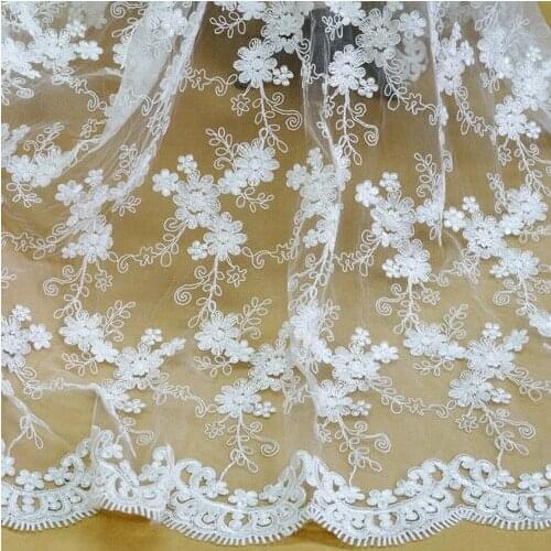 140cm ivory Wedding bridal Dress Applique DIY Bridal Headdress scarf veil Embroidered curtain Lace Fabric Patch free shipping