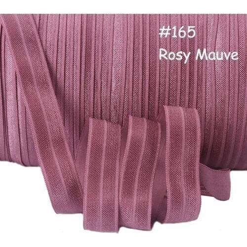 # 165) Rosy mauve solid color fold over elastic ribbons for wholesale