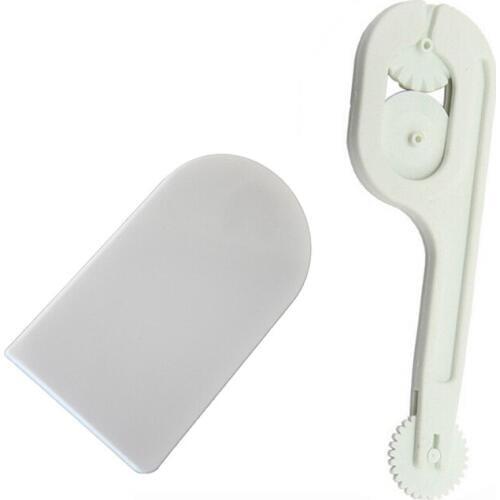 2pcs/set Smoother Cake Making Polisher cookie Cutter Decorating Sugar Icing Wheel Embosser Tools Baking Spatulas Eco-Friendly