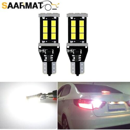 2Pcs Super Bright W16W T15 920 921 912 LED Reverse Light Bulbs Backup Parking Lamp 15SMD Bulbs White Signal Lamp DC 12V