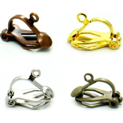 20pcs Copper Ear Clip DIY Jewelry Accessories Silver Gold Bronze Ear Clip DIY Handmade Earrings Findings Jewelry Findings Parts