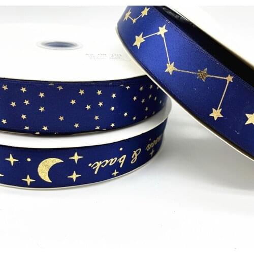 5 yards 25mm Navy Blue High Quality Bronzing Ribbon Polyester Satin Ribbon Gift Wrapping Wedding Decoration Hair Bows DIY #RoLi