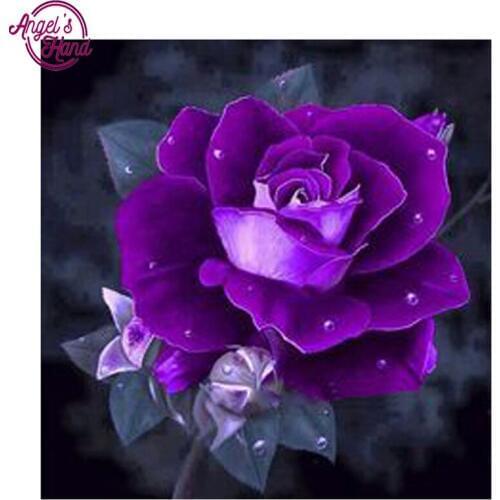 DIY 5D Diamond Painting flower Picture of Rhinestones Handmade Full Diamond Embroidery Cross Stitch Purple rose