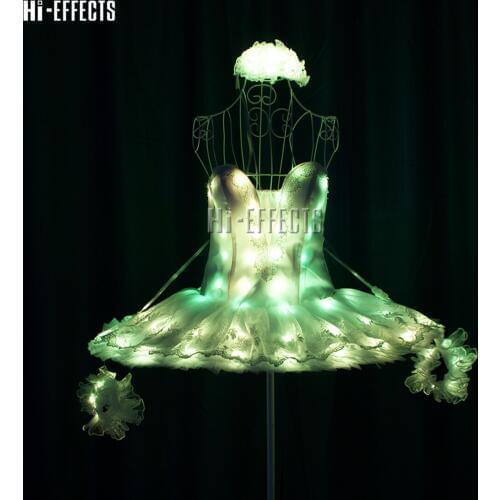 LED ballet girl dress ballroom dance short evening dress stage performance show costume luminous led clothing