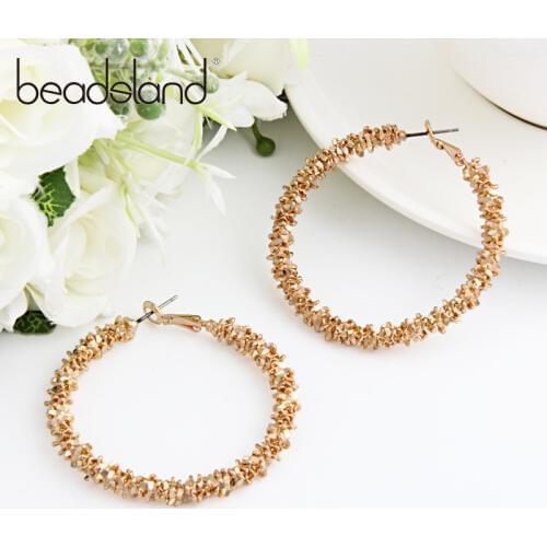 Beadsland Hoop Earrings Copper Electroplating Bright Gold Individual Design Fashion Vintage Woman Girl Party Festival Gift 40340