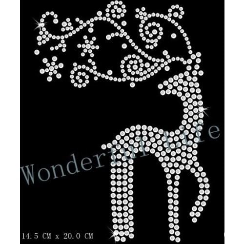 Free shipping christmas deer rhinestones transfers design crystal motif for puplar day