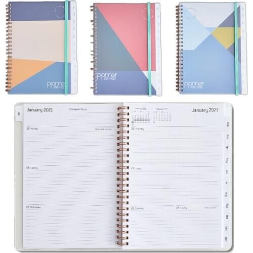 A5 Spiral Notebook and Journals Agenda 2021 Diary English Coil Noetpad Organizer Daily Monthly Planner School Office Stationry