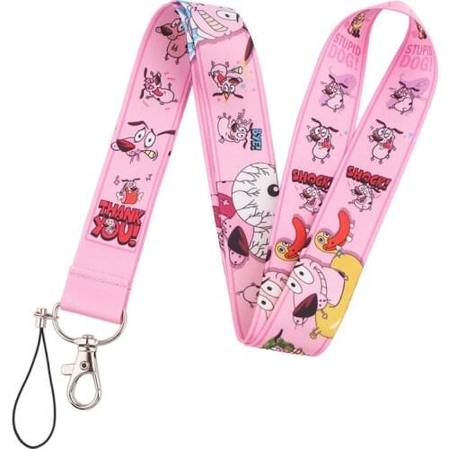 Anime Cute Dog Keychain Cartoon Pink Lanyards for Key Neck Strap Card Badge Gym Key Chain Key Holder DIY Hang Rope