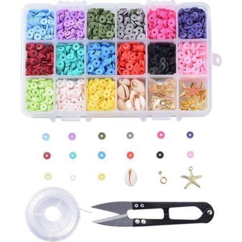 15 Colors/Box Environmental Handmade Polymer Clay Beads Heishi Bead Cowrie Shell Beads Accessories for jewelry DIY making