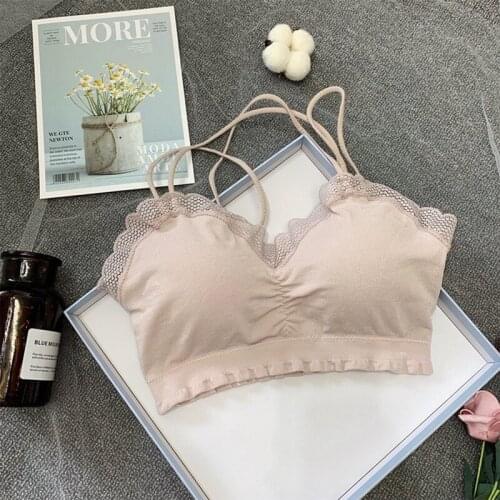 Seamless Bras Women New Bras Sexy Underwear Padded Lingerie Cross Backless Home Leisure Tops Breathable Girls Ladies Brasiere