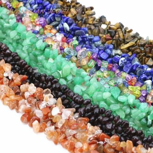 Charms Women Torques Natural Stone Beads Necklace Chips Gravel Agat Opal Jades Tiger Eyes Lapis Lazuli Diy Jewelry 18inch B3390