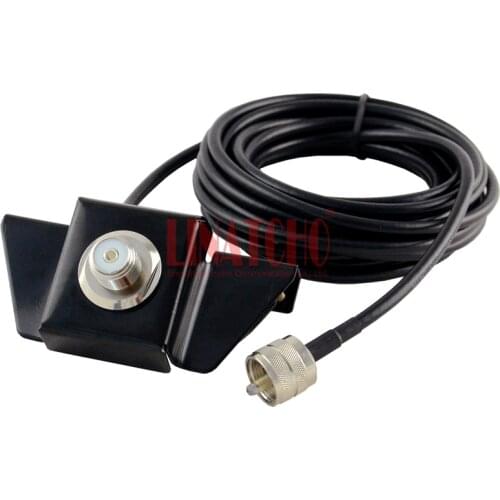 Black car antenna mount trunk lid hatchback mount bracket SO239 with 5 meter RG58 cable pl159 for Mobile Radio