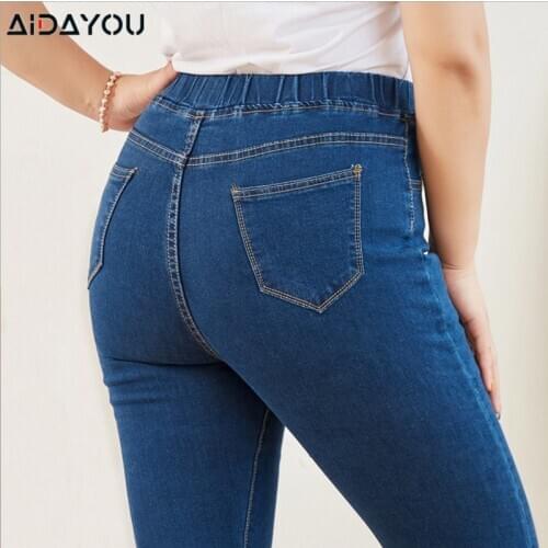 Plus Size Jeans 3XL 4XL Good Elastic Waist Stretchy Material Tummy Control Mom Jeans Size Curvy Jeans ouc551