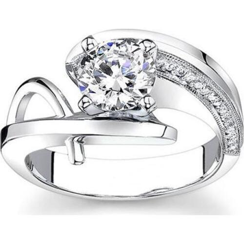 Hainon Fashion Crystal Hollow Heart Shaped Wedding Rings Womens Zircon Silver Color Engagement Rings Promises Jewelry 2019