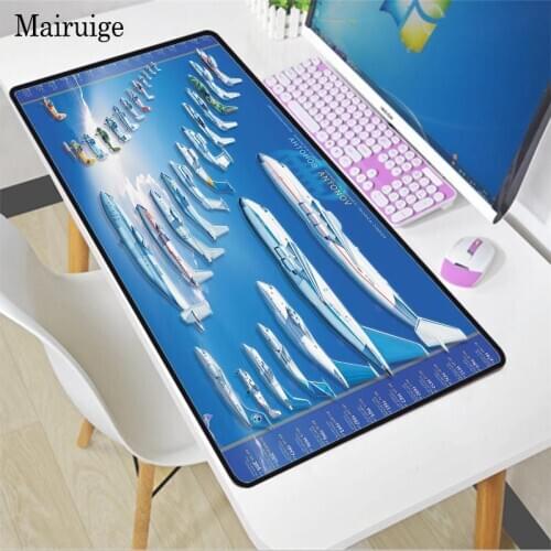 Gaming Mouse Pad Gamer Accessories XXL Locking Edge Anti-slip Natural Rubber PC Computer Keyboard Desk Mat Airplane Mousepad