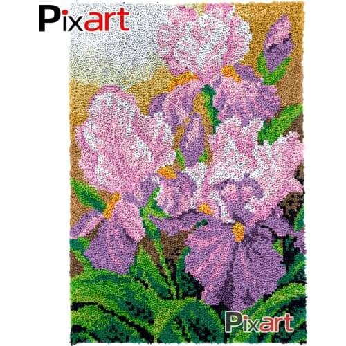 Latch Hook Rug Purple Iris Crocheting Wall Tapestry Kits DIY Carpet Rug Chunky Yarn Needlework Knitted Floor Mat Hobby & Crafts