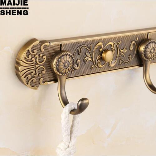 Row wall Hook coat hanger door hooks for bathroom accessories Free Shipping europen Bathroom wall Antique Carving robe hooks 4-6