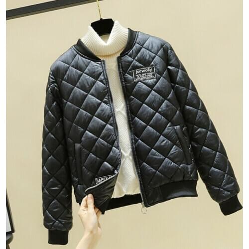 Female Cold Coat Cotton Padded 2020 Winter Womens Jacket Solid Short Style o Neck with Zipper Plus Size Casual Parkas Woman