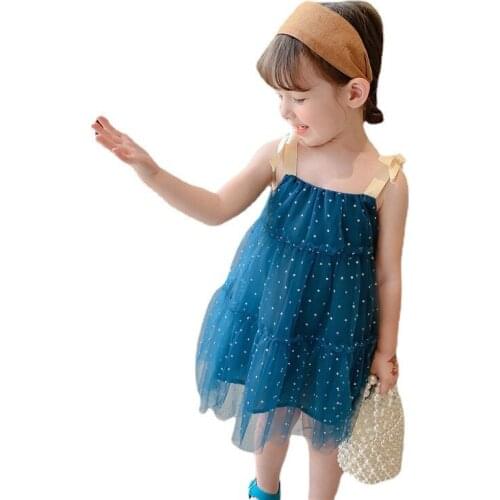 Summer Cosy Ruffle Polka Dot Dress Girls Sweet Princess Dresses 2021 Children Sleeveless Party Dress Lovely Clothes