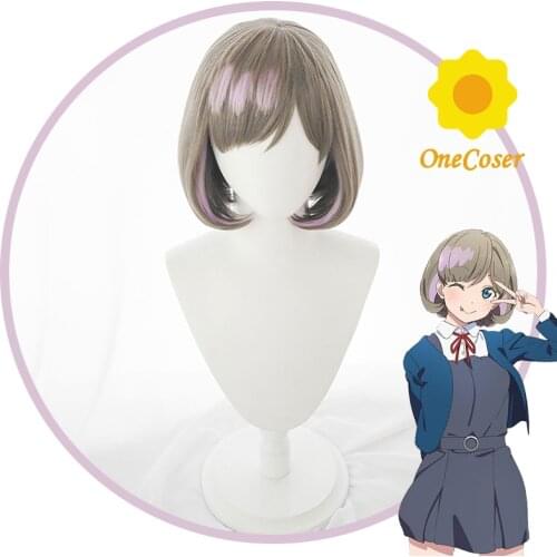 Love live! Superstar!! Tang Keke Cosplay Wig Short Hair Tan Kuku Synthetic Hair + Free Wig Cap Party Girls Women
