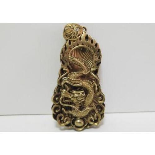 China Pure Brass Copper Animal Dragon Statue Small Pendant