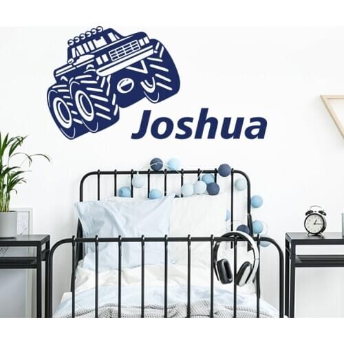 Cartoon Custom Name Tractor Car Wall Sticker Boy Room Kids Room Personalized Name Vehicle Tractor Wall Decal Bedroom Nursery
