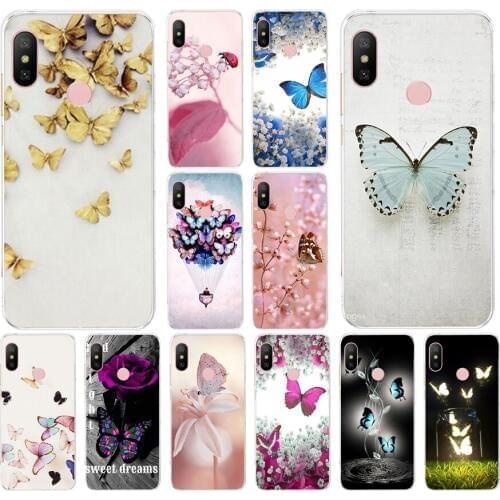 278FG Red butterfly on white roses flower 02 Soft Silicone Tpu Cover phone Case for xiaomi redmi 7 7a note 4A 4X 6 Pro 6A 7
