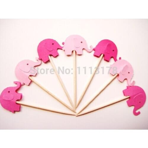 Cheap Mixed Pink Elephants Party Picks - Cupcake Toppers - Toothpicks - Food Picks wedding baby shower birthday party favors