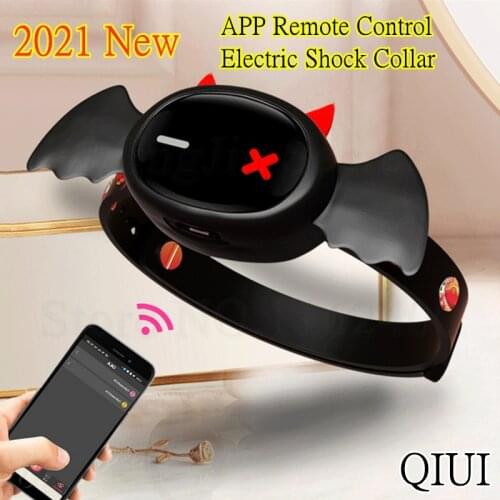 New Design APP Remote Control Devil Collar Neck Electric Shock Choker Restraint BDSM Adult Game Sex Toys For Women Men Couples