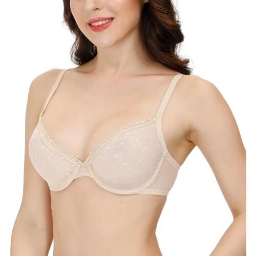 New Ladies' Perspective Lace Unlined Bra Sexy Bralette Lingerie A B C D DD E DDD F Cups Brassiere Sexy Underwear Plus Size Mesh