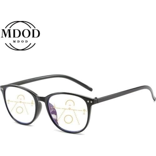 Men Women Reading Glasses Multifocal Anti Blue Light Magnification Eyewear Presbyopic Glasses Diopter Red Eyeglasses Frame