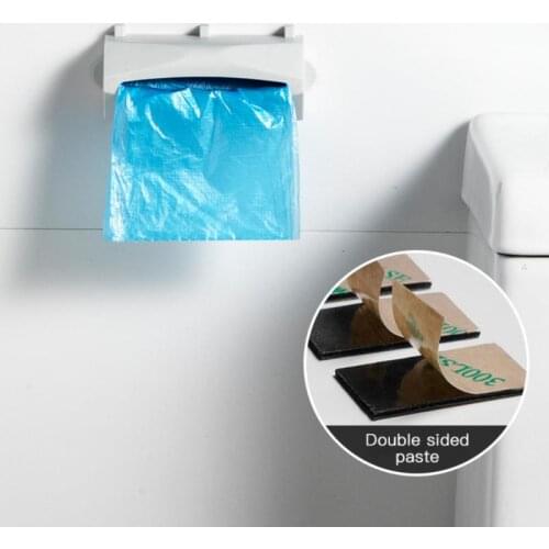 1Pc Plastic Wall Hanging Garbage Bag Holder Stand Pull-out Rubbish Bag Storage Rack Kitchen Storage Box Organizer Accessories