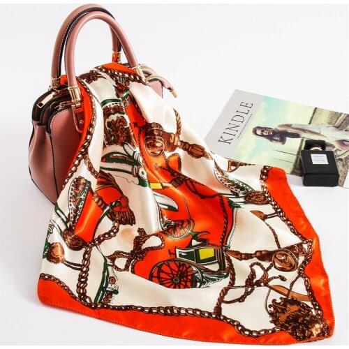 60x60cm Stewardess Colorful Stripes Pattern Small Square Silk Scarf Women ScarfNeckerChief Bandana Womens Professional Scarf